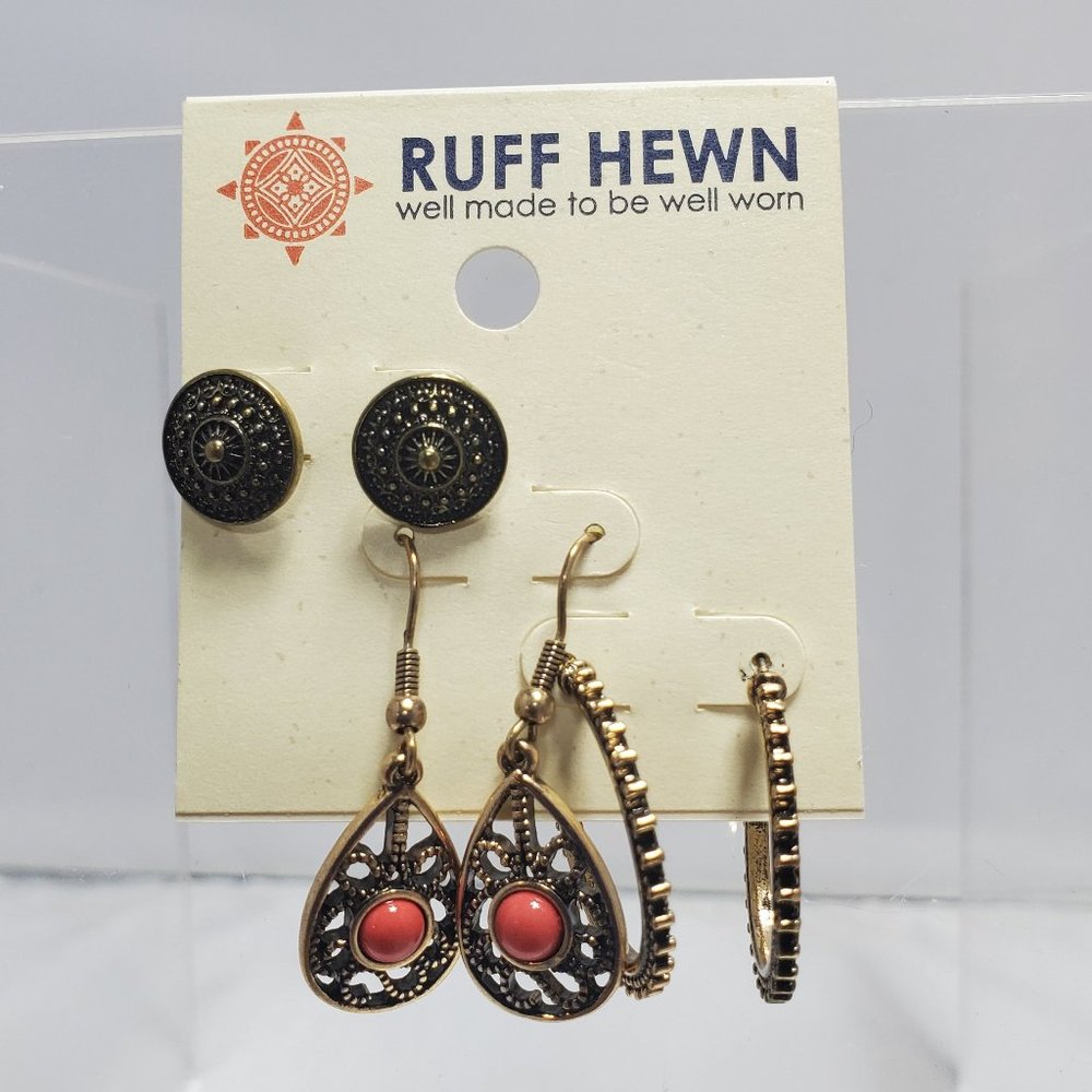 Ruff Hewn trio earrings